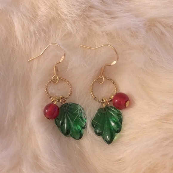 jewelerdesigns Jewelry - Cute Berries with Leaf Earrings in Gold
